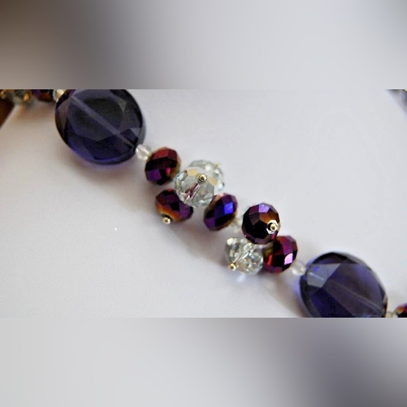 Vintage Swarovski Purple Crystal Aurora Borealis Statement Necklace Choker - Picture 7 of 9